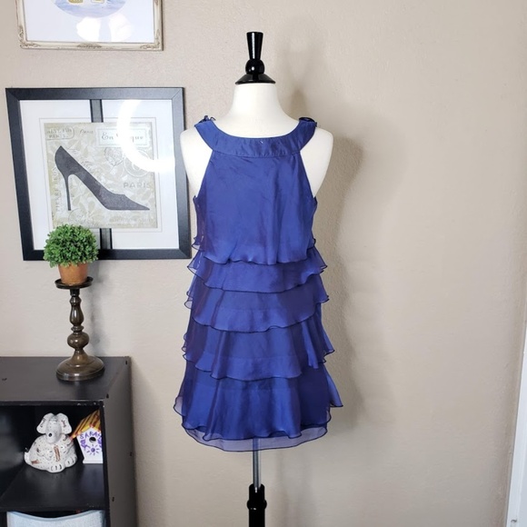 Signature by Robbie Bee ~ Blue Ruffle Dress ~ 4P - Picture 4 of 4
